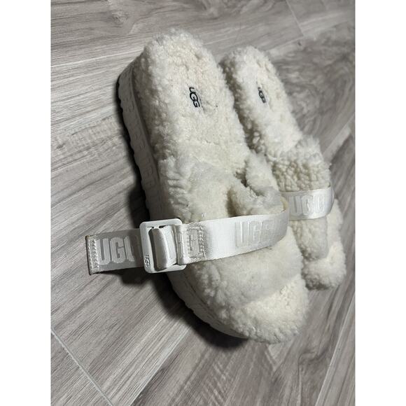UGG fluffita Shearling Wool Platform Slide Sandals - Picture 3 of 7